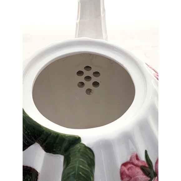 Teapot-Pacific Rim-White-Pink Roses-Green Leaves-Embossed-Holds 4 Cups - Picture 8 of 14